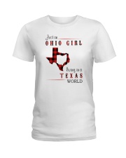 OHIO GIRL LIVING IN TEXAS WORLD Ladies T-Shirt thumbnail