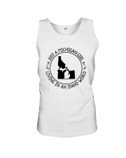 MICHIGAN GIRL LIVING IN IDAHO WORLD Unisex Tank thumbnail