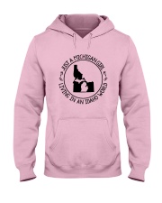 MICHIGAN GIRL LIVING IN IDAHO WORLD Hooded Sweatshirt front