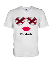 Alabama Flag Glasses Custom Your Name V-Neck T-Shirt tile