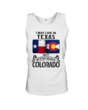 LIVE IN TEXAS BUT MY STORY BEGAN IN COLORADO Unisex Tank tile