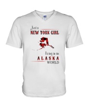 NEW YORK GIRL LIVING IN ALASKA WOLRD V-Neck T-Shirt thumbnail