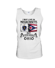 LIVE IN MASSACHUSETTS BEGAN IN OHIO Unisex Tank tile
