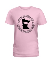 OKLAHOMA GIRL LIVING IN A MINNESOTA WORLD Ladies T-Shirt front