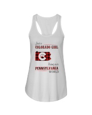 COLORADO GIRL LIVING IN PENNSYLVANIA WORLD Ladies Flowy Tank tile