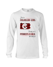 COLORADO GIRL LIVING IN PENNSYLVANIA WORLD Long Sleeve Tee tile
