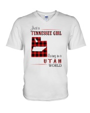 TENNESSEE GIRL LIVING IN UTAH WORLD V-Neck T-Shirt thumbnail