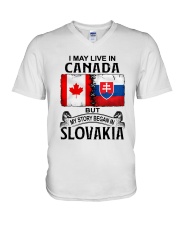 LIVE IN CANADA BEGAN IN SLOVAKIA V-Neck T-Shirt tile