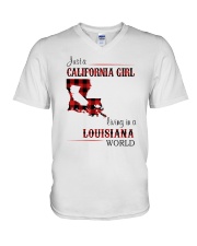 CALIFORNIA GIRL LIVING IN LOUISIANA WORLD V-Neck T-Shirt thumbnail