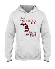 SOUTH DAKOTA GIRL LIVING IN MICHIGAN WORLD Hooded Sweatshirt thumbnail