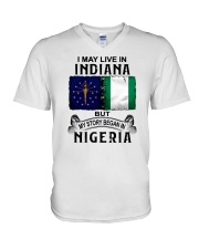 LIVE IN INDIANA BEGAN IN NIGERIA V-Neck T-Shirt tile