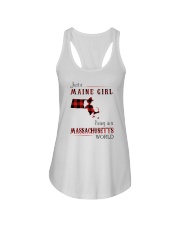 MAINE GIRL LIVING IN MASSACHUSETTS WORLD Ladies Flowy Tank tile