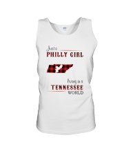 PHILLY GIRL LIVING IN TENNESSEE WORLD Unisex Tank thumbnail