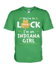 You're In Luck Indiana Girl Custom Name V-Neck T-Shirt tile