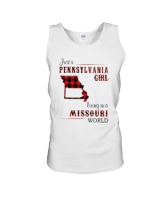 PENNSYLVANIA GIRL LIVING IN MISSOURI WORLD Unisex Tank tile