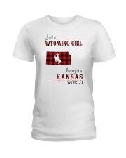 WYOMING GIRL LIVING IN KANSAS WORLD Ladies T-Shirt thumbnail