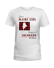 MAINE GIRL LIVING IN COLORADO WORLD Ladies T-Shirt thumbnail
