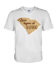 South Carolina Love Begins At Home V-Neck T-Shirt tile