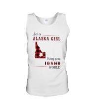 ALASKA GIRL LIVING IN IDAHO WORLD Unisex Tank tile