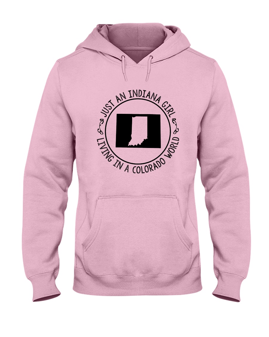 INDIANA GIRL LIVING IN COLORADO WORLD Hooded Sweatshirt