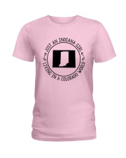 INDIANA GIRL LIVING IN COLORADO WORLD Ladies T-Shirt thumbnail