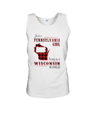 PENNSYLVANIA GIRL LIVING IN WISCONSIN WORLD Unisex Tank thumbnail