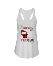 PENNSYLVANIA GIRL LIVING IN WISCONSIN WORLD Ladies Flowy Tank thumbnail