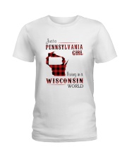 PENNSYLVANIA GIRL LIVING IN WISCONSIN WORLD Ladies T-Shirt thumbnail