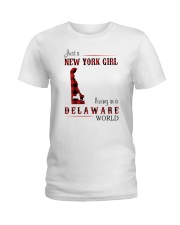 NEW YORK GIRL LIVING IN DELAWARE WORLD Ladies T-Shirt thumbnail