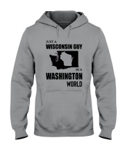 JUST A WISCONSIN GUY IN A WASHINGTON WORLD Hooded Sweatshirt thumbnail