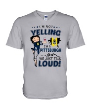 I'M A PITTSBURGH GIRL WE JUST TALK LOUD V-Neck T-Shirt tile