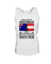 LIVE IN AUSTRALIA BEGAN IN AUSTRIA Unisex Tank tile