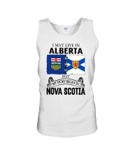 LIVE IN ALBERTA BEGAN IN NOVA SCOTIA ROOT Unisex Tank thumbnail