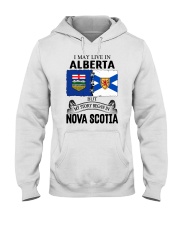 LIVE IN ALBERTA BEGAN IN NOVA SCOTIA ROOT Hooded Sweatshirt thumbnail