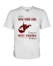 NEW YORK GIRL LIVING IN WEST VIRGINIA WORLD V-Neck T-Shirt thumbnail