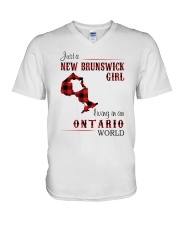 NEW BRUNSWICK GIRL LIVING IN ONTARIO WORLD V-Neck T-Shirt thumbnail
