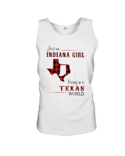 INDIANA GIRL LIVING IN TEXAS WORLD Unisex Tank tile