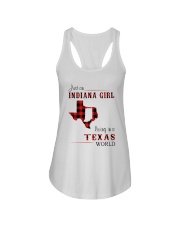 INDIANA GIRL LIVING IN TEXAS WORLD Ladies Flowy Tank tile