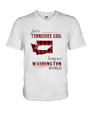 TENNESSEE GIRL LIVING IN WASHINGTON WORLD V-Neck T-Shirt thumbnail