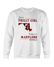 PHILLY GIRL LIVING IN MARYLAND WORLD Crewneck Sweatshirt thumbnail