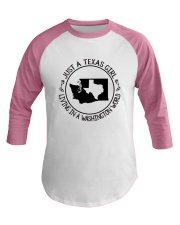TEXAS GIRL LIVING IN WASHINGTON WORLD Baseball Tee thumbnail