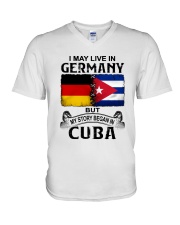 LIVE IN GERMANY BEGAN IN CUBA V-Neck T-Shirt tile