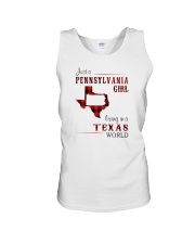 PENNSYLVANIA GIRL LIVING IN TEXAS WORLD Unisex Tank thumbnail
