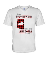 KENTUCKY GIRL LIVING IN ARIZONA WORLD V-Neck T-Shirt tile