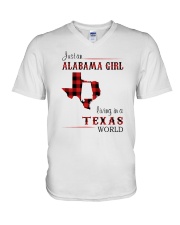 ALABAMA GIRL LIVING IN TEXAS WORLD V-Neck T-Shirt thumbnail