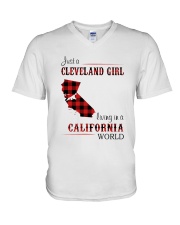 CLEVELAND GIRL LIVING IN CALIFORNIA WORLD V-Neck T-Shirt thumbnail