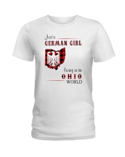 GERMAN GIRL LIVING IN OHIO WORLD Ladies T-Shirt tile