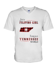 FILIPINO GIRL LIVING IN TENNESSEE WORLD V-Neck T-Shirt tile
