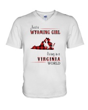 WYOMING GIRL LIVING IN VIRGINIA WORLD V-Neck T-Shirt thumbnail