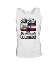 LIVE IN CALIFORNIA BEGAN IN COLORADO Unisex Tank tile